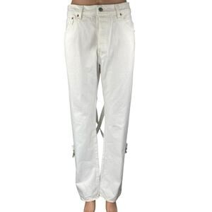 Levi's 501 Women's White Strap High Waisted Straight Leg Denim Jeans Size 33